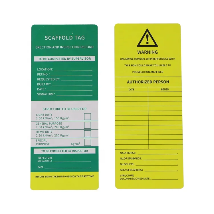 Worksite Inspection Tag LOTO PVC Tag Warning Tag