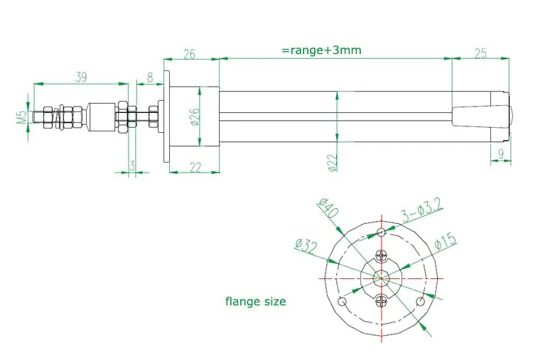 KPF-50mm Compact Sensor Pull Flange Mounting Structure Potentiometer Position Transducer