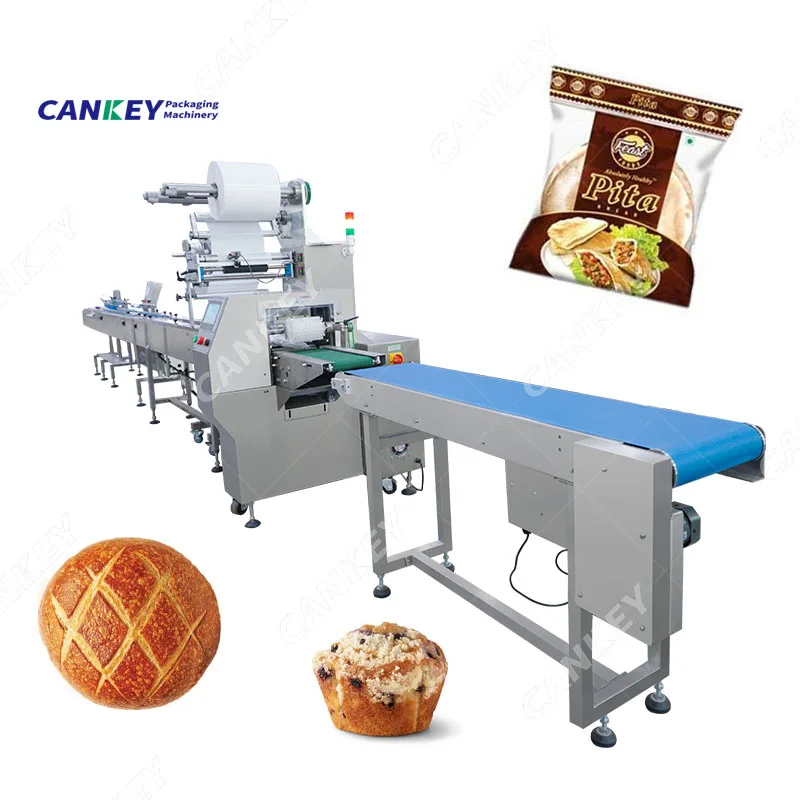 Cankey Automatic Sliced Flat Rye Bread Flow Packing Rice Cake Muffin Packaging Machine