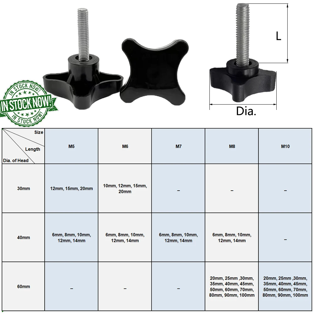 Thumb Wing Screw Blue Camera Knob China Col M4 M5 M6 M8 Thumb Screws Plastic Head T-Knob 6--32-Thumb Screw