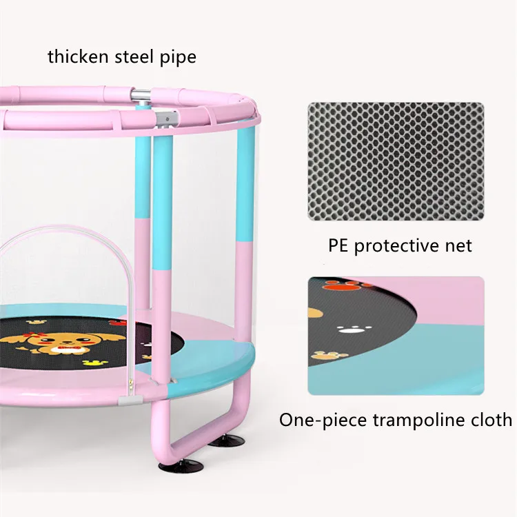 Large Space 5 FT Kids Trampoline Safety Enclosure Net Children Mini Trampoline Indoor Outdoor Fitness Gym Jumping Bed