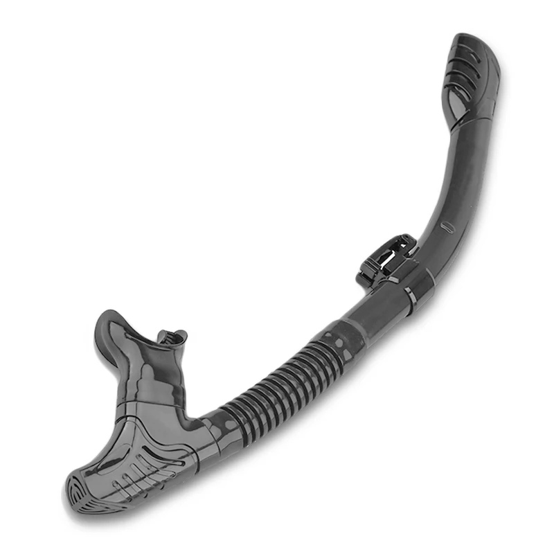 Custom logo color black anti- leak breathing tube soft mouth piece Dry Top snorkel for swimming diving Snorkeling equipment