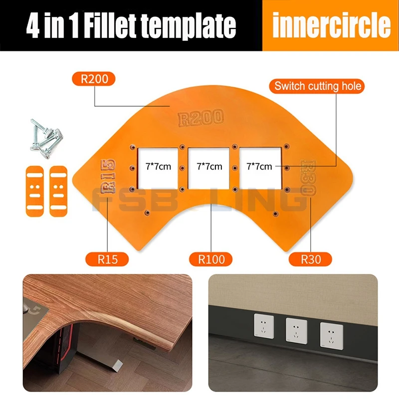 FSBOLING radius fixture Tool for corner switch holes in cabinets and closets