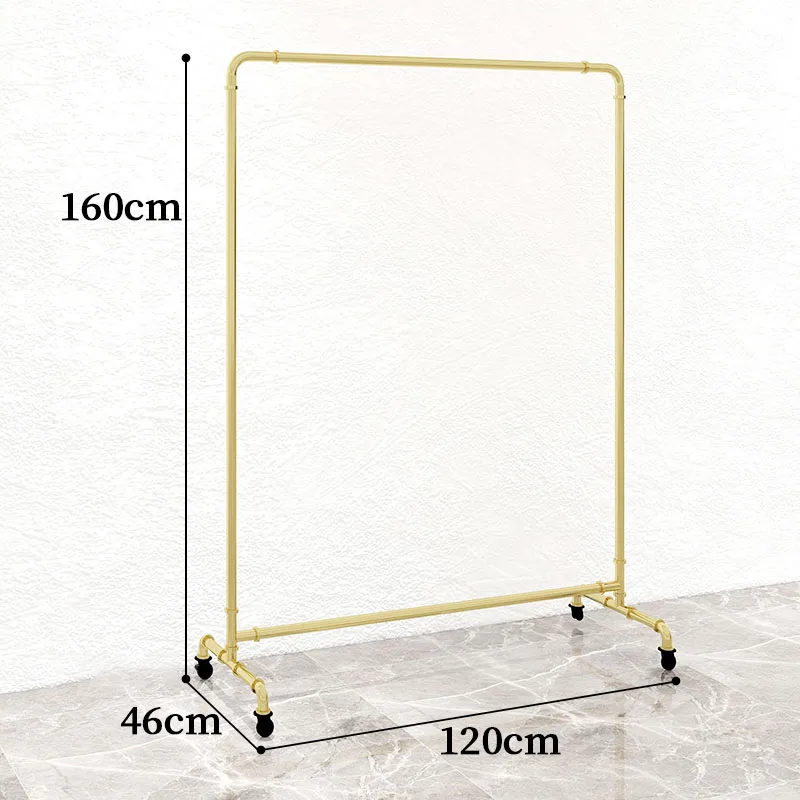 Clothing Store Display Stand Decoration Boutique Clothes Racks Metal Stainless Steel Mirror Gold Clothing Rack with LED Light