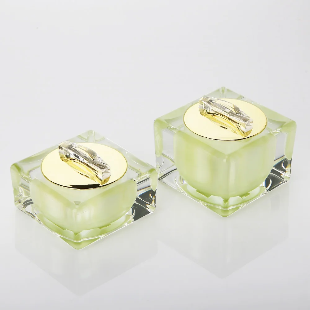 Luxury Square 30g 50g Acrylic Material Cosmetic Cream Jar Container Clear Crystal Plastic Jars in Stock