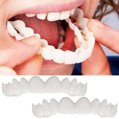 Upper and lower False teeth cover Perfect Smile Veneers Comfort Fit Flex Denture Paste fake braces for Double row with
