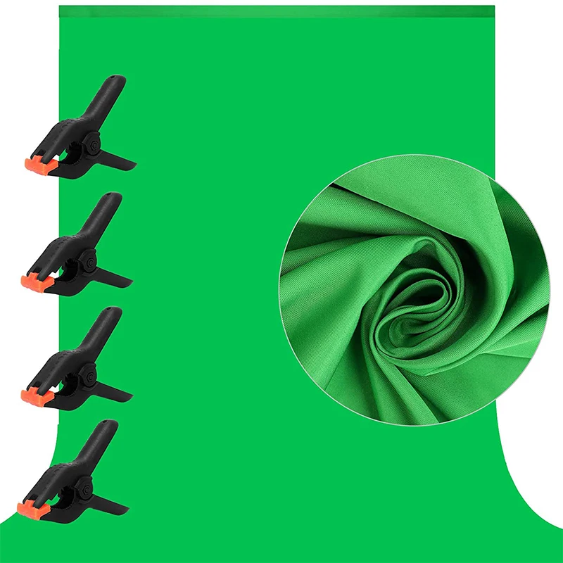Green Screen Backdrop Polyester Fabric Collapsible Backdrop Background with 4 Backdrop Photography Video Studio and Television