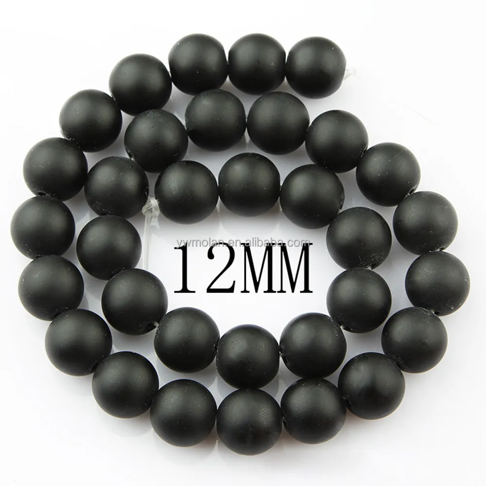 Круглые бусины с отверстием для бижутерии, незакрепленные бусины из натурального матового черного камня, прядь 4 мм, 6 мм, 8 мм, 10/12 мм, комплектующие для рукоделия, 15 дюймов (37 ~ 39 см)