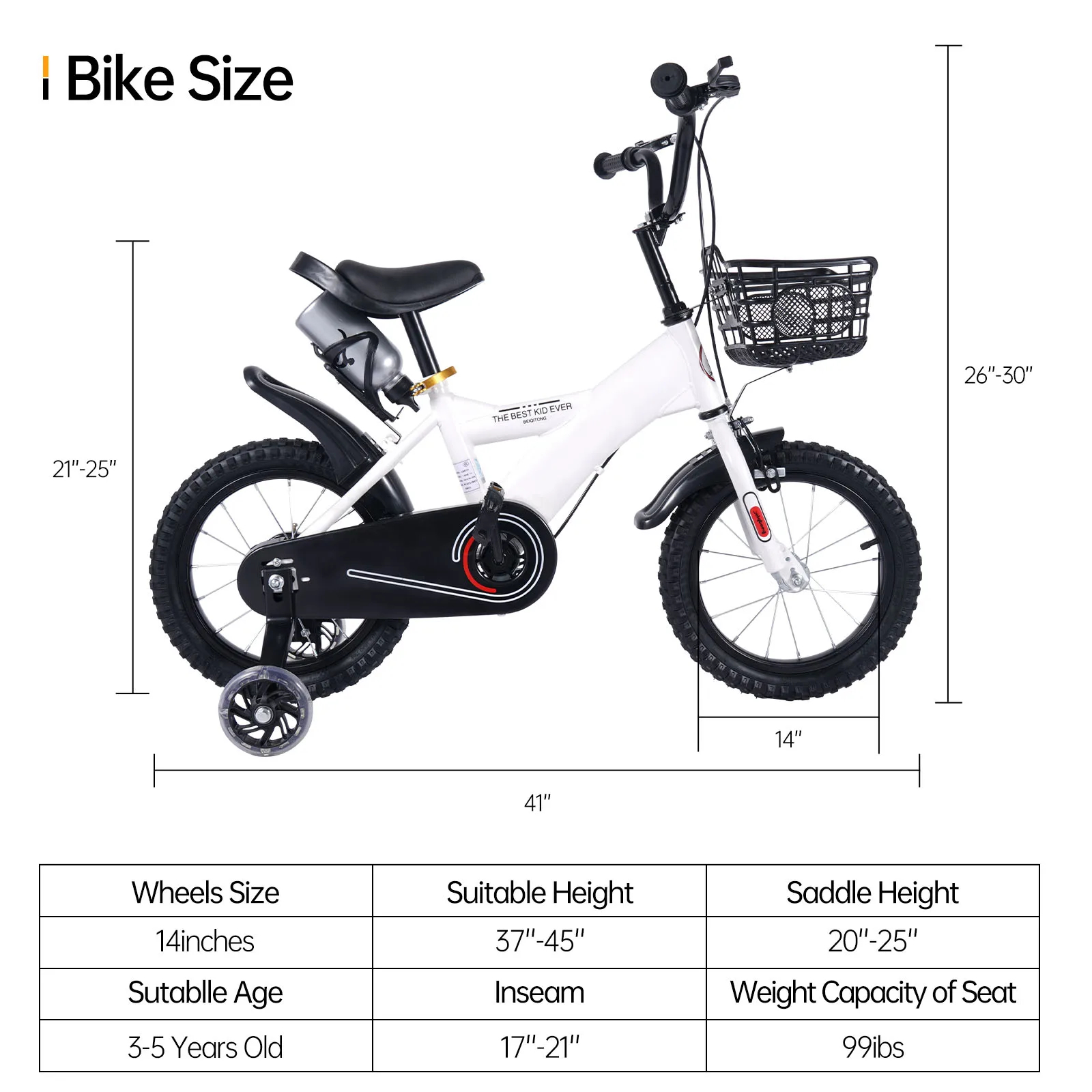14 inches children bicycles male female baby 3-5 years Front rear double brakes carbon steel kids bicycle with training wheels