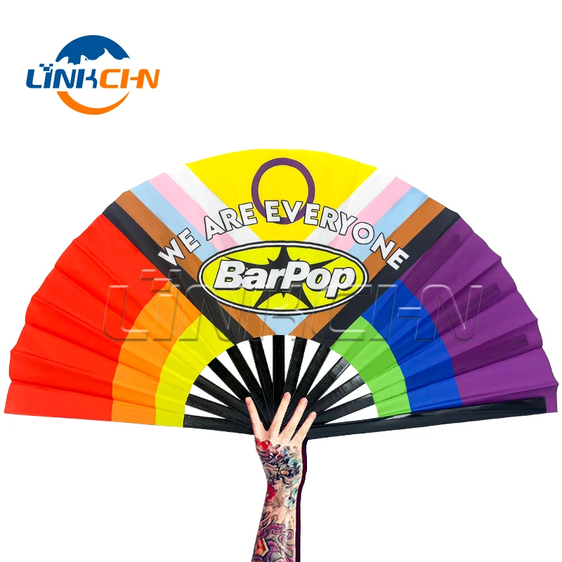 Customized design large rave folding hand fans