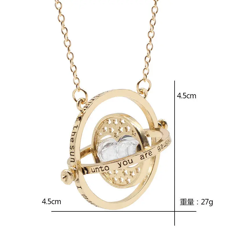 Stylish retro Film equivalent Time Time Converter Hourglass can rotate round necklace necklace