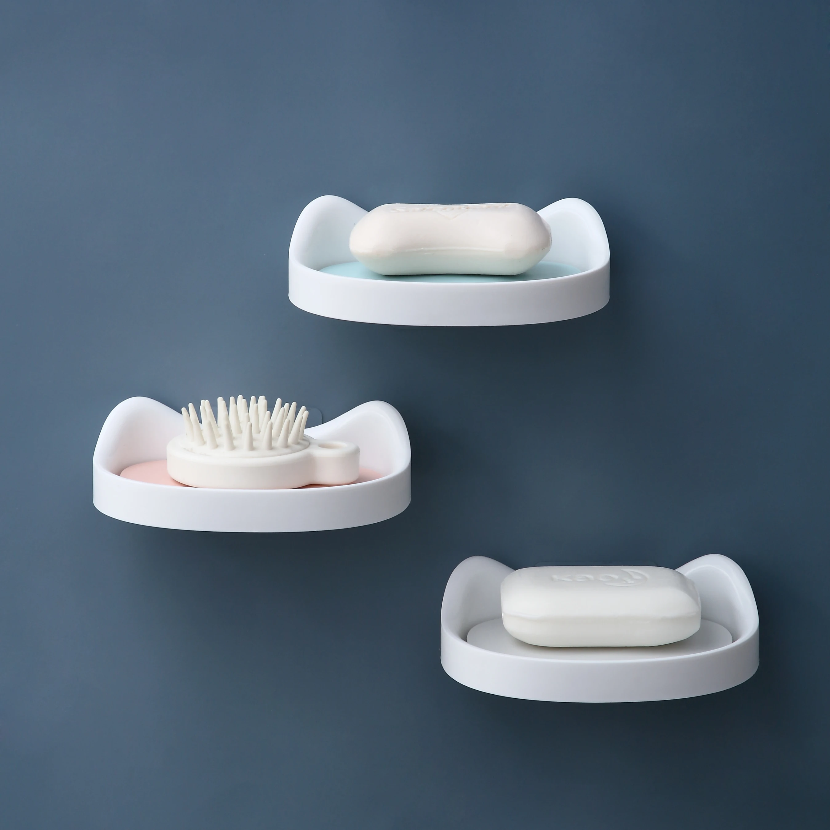 New Cat Soap Box Shelf Wall-Mounted Double-Layer Plastic Dishes Small Box Soap Holder Wall Mounted Bathroom Accessories Soap Box