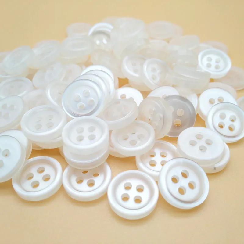 11.5mm 18L white pearl 4 holes plastic button for shirt, shirt resin button