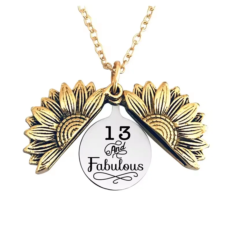 Ywganggu Pendant Custom Necklace Fashion Jewelry Necklaces Birthday Exquisite Stainless Steel Sunflower Engraving Gift