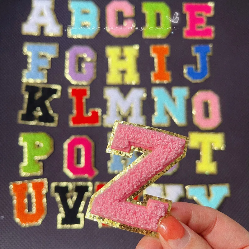 Proper Price Top Quality Candy Color wholesale Chenille Patches Letter Stickers Chenille Patch Letter Novation Chenille Patches