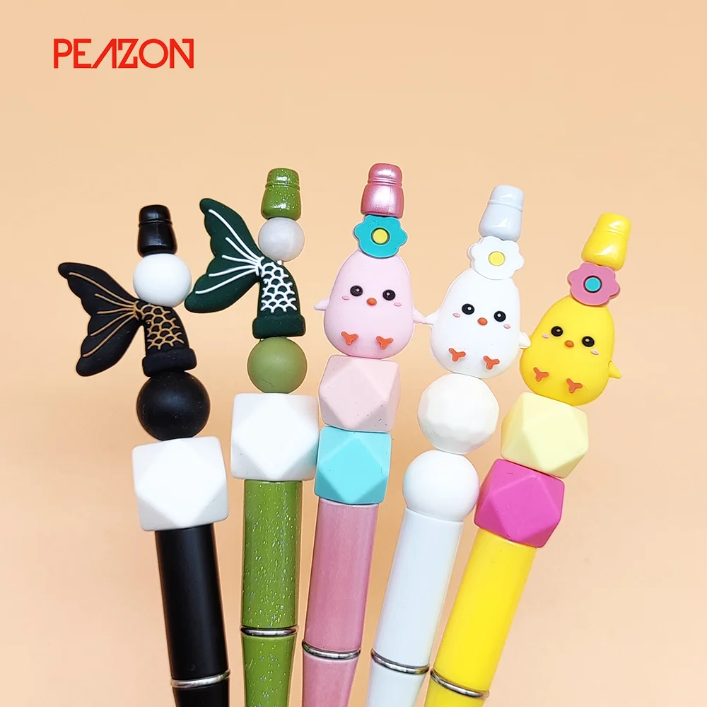 Wholesale Discount Colorful 15mm New Focus Silicone Alphabet Beads  for Fountain Pens 3d Focal Beads