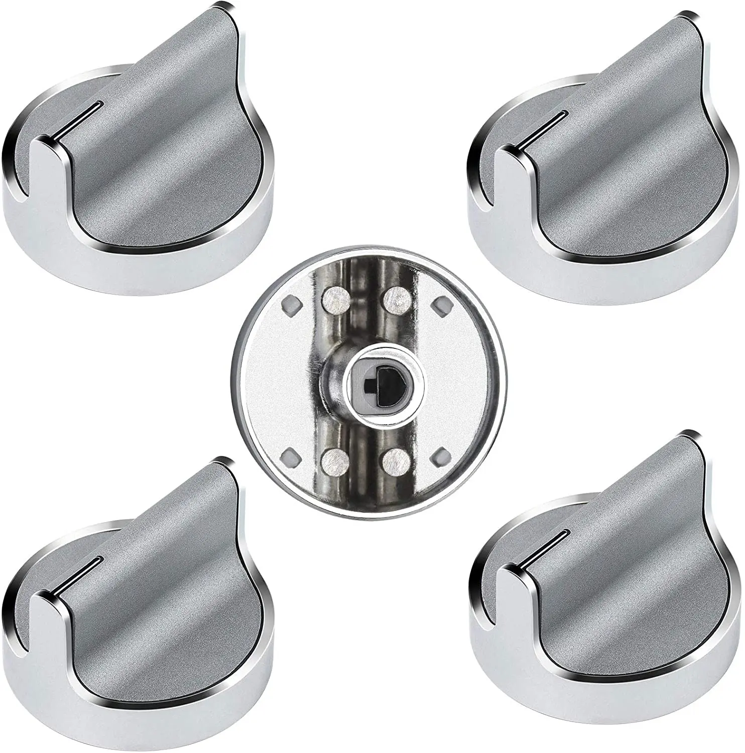 Stainless steel stove control knob (5 PCS) compatible with Whirlpool gas hob/oven replacement