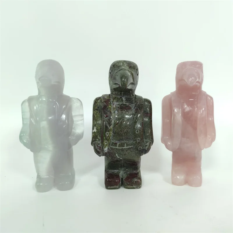 Wholesale Blood Stone Stone Carving Craft Hand Carved Natural Rose Quartz Crystal Eagle For Gift