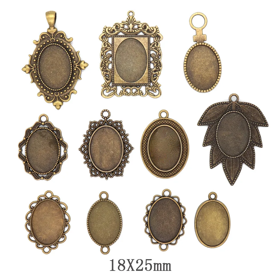 Oval Cabochon Cameo Settings Charms Pendants Tray 25mm x 18mm