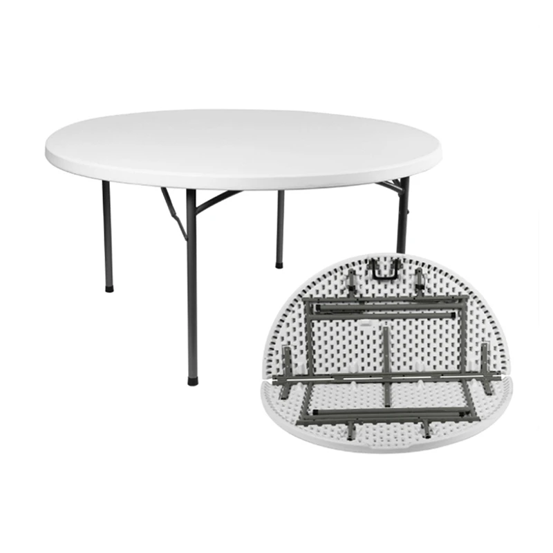 4ft Large 10 People Round Foldable Plastic Folding Table Price For Restaurant