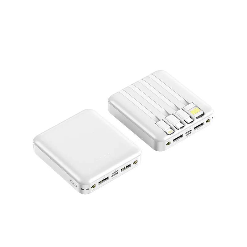 Агент покупки 20000 мАч Мини Power Bank со встроенным кабелем большой емкости портативное мобильное зарядное устройство
