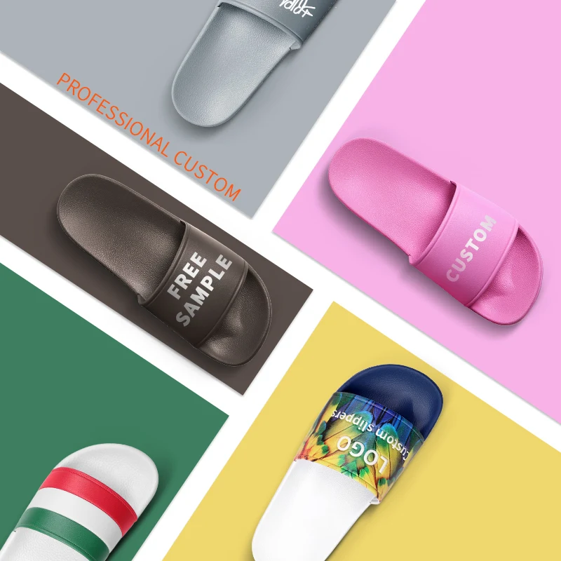 Custom Foam Slides Mens Logo Women Strap On Outsole Flat Sandals MEN Pvc Slippers Custom Slide For Men