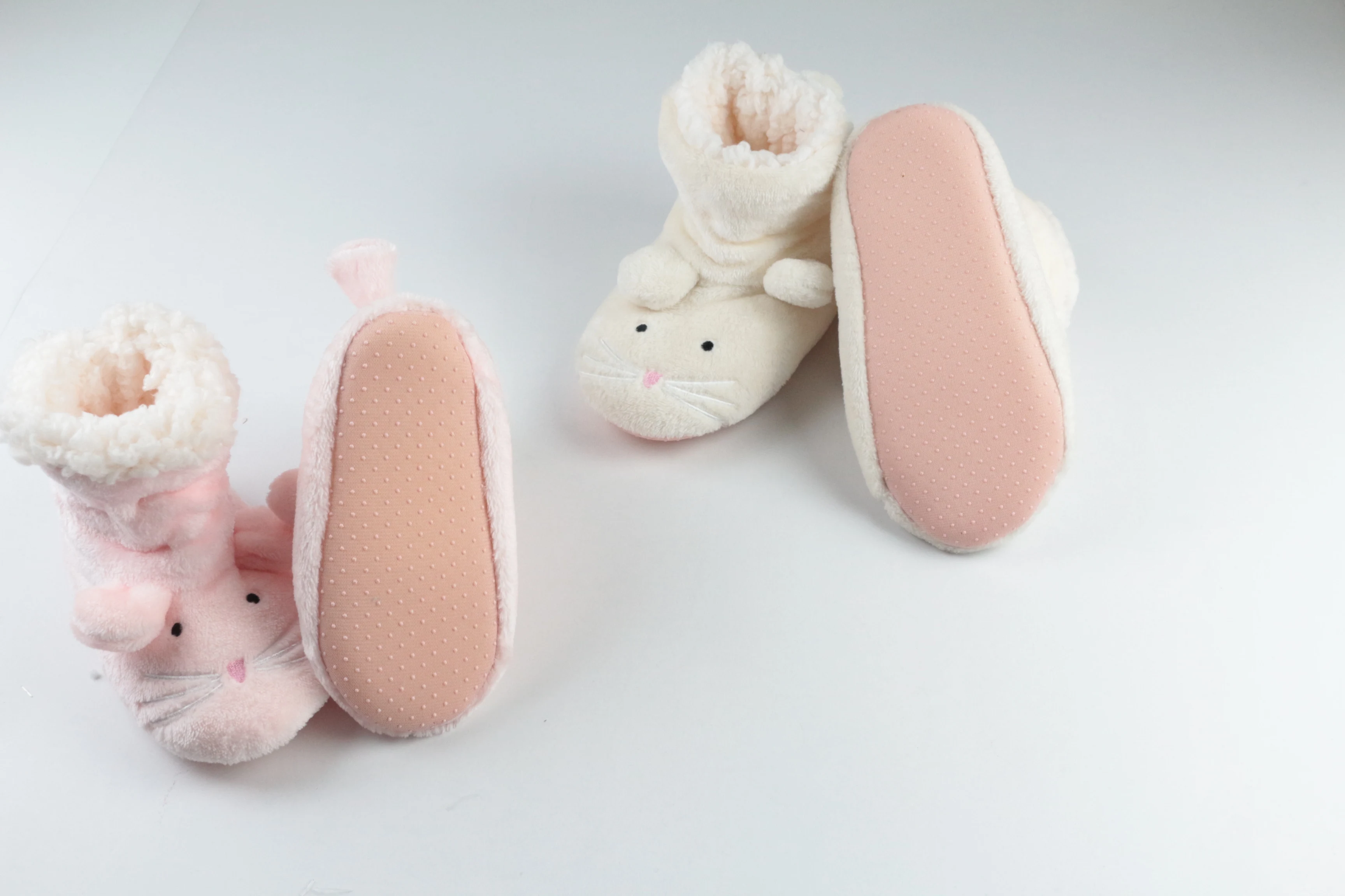 Cat head shape, coral fleece warm ladies cotton boots