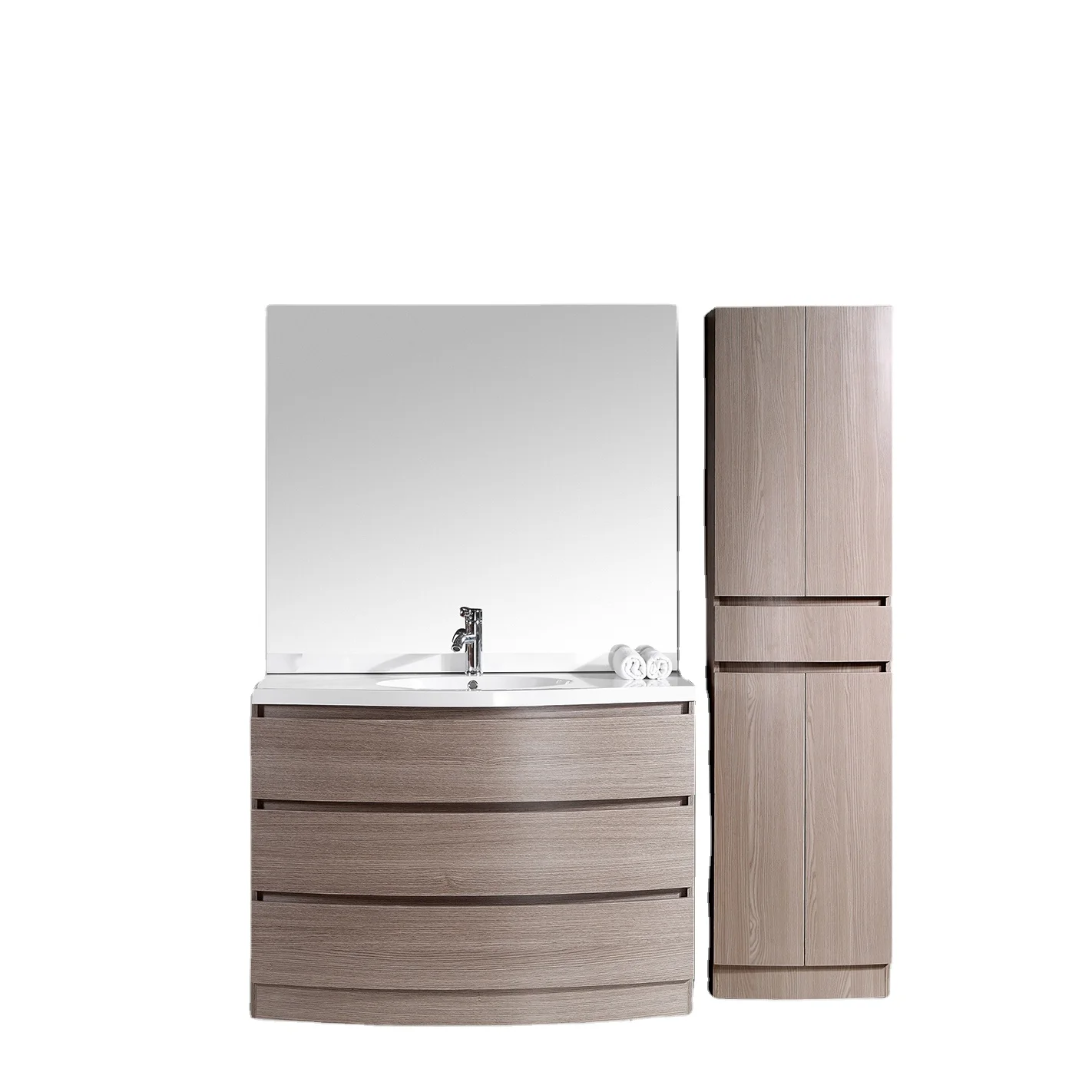 2022 Wholesale Freestanding Modern Brown Color Wooden Bathroom Vanities Cabinets vanity table with led mirror bathroom mirror