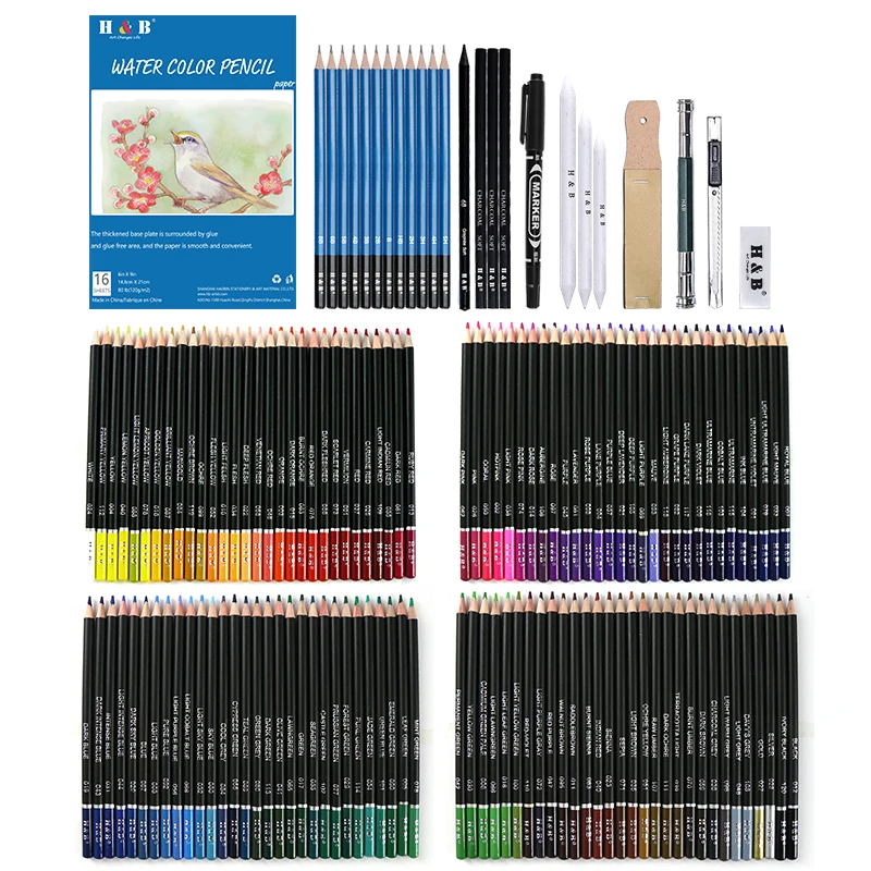 
145pcs Sketch Pencils and Colored Pencils Art Set drawing pencil for artsist 