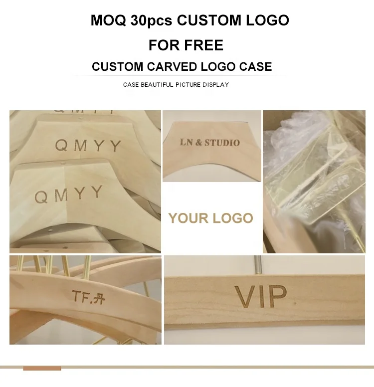 Luxury custom high quality women men suit solid wood cloth hanger for hotel brand garment store