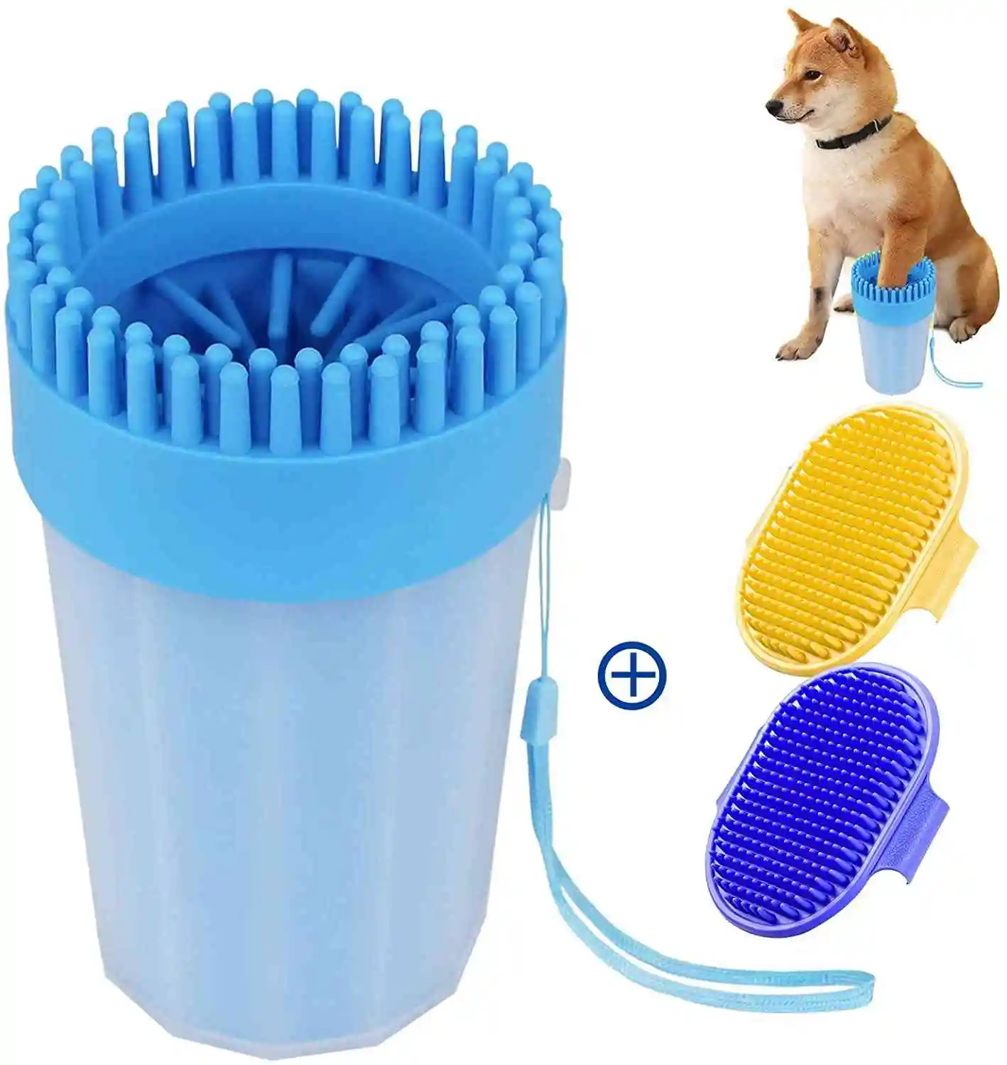 Прямая продажа с фабрики, Прочная ABS моющая чашка для домашних животных, мойка для кошек и собак, мойка для ног, мойка лап для домашних животных с двумя чистящими щетками для собак