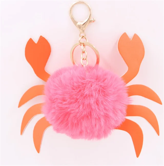 2024 Colorful Wholesale Furball PomPom Puff Ball Keychains Plush Fur Ball Key chain Pom Pom Keychain bulk