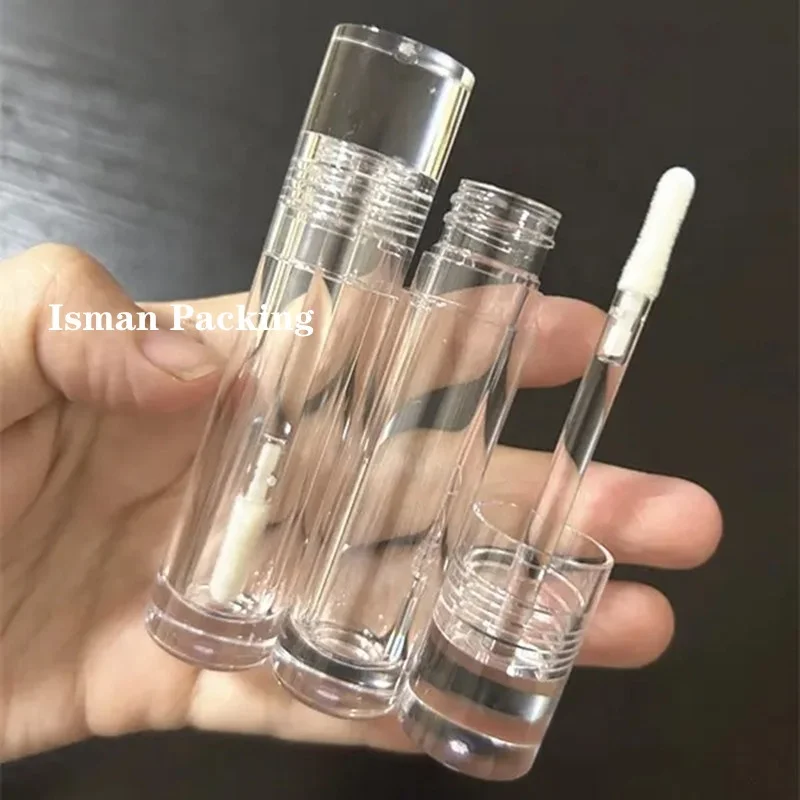 Cylinder new style 5ml crystal clear lip gloss wand tubes empty transparent liquid lipstick container with applicator