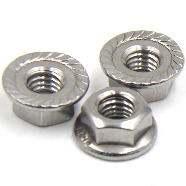 large hex flange nut 316 stainless steel with serrated IFI Self-locking flange hex nut 1/4 5/16 3/8 1/2