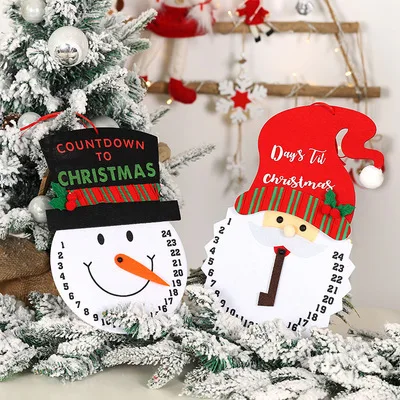 Hot Selling Non-Woven Christmas Advent Countdown Clock Calendars Christmas 24 Days Hanging Clock Advent Calendar
