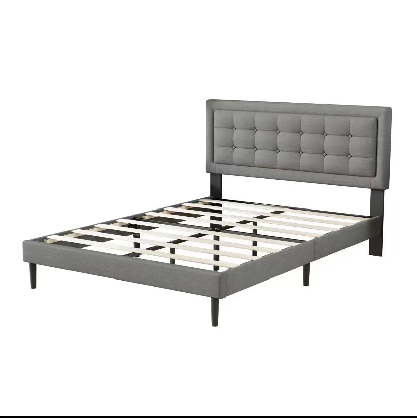 Modern design bedroom sets furniture queen size bed frame storage bed base strong frame and wooden slats support