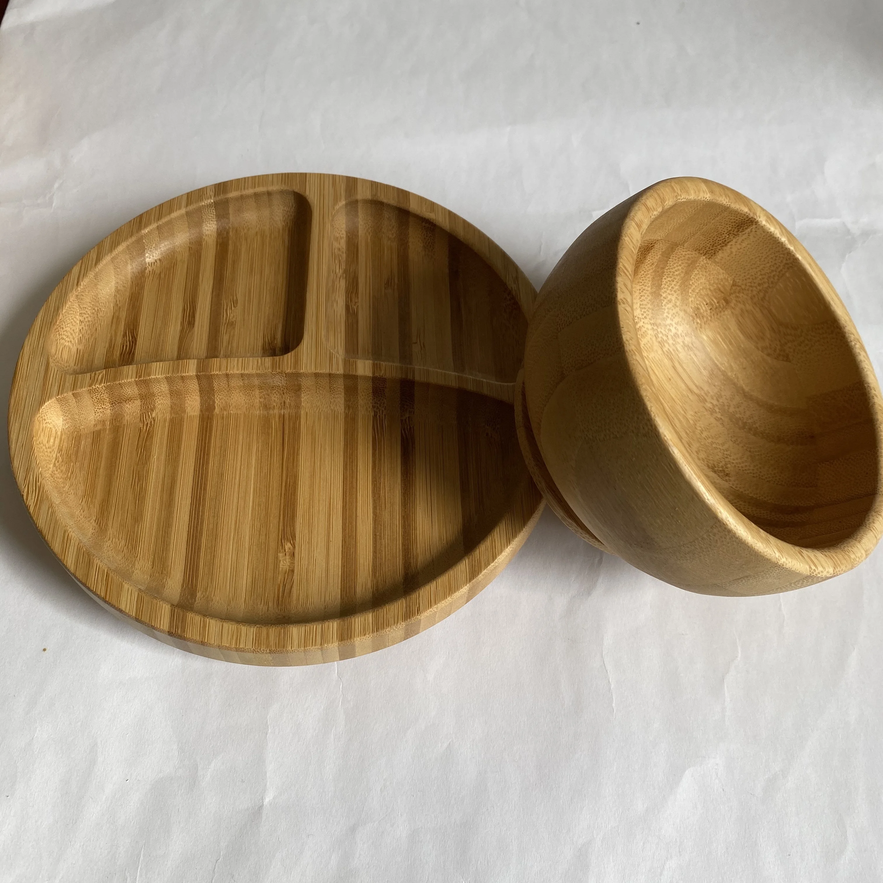 Bamboo Reusable Baby Plate Set Spoon and Fork Free Kid Plates