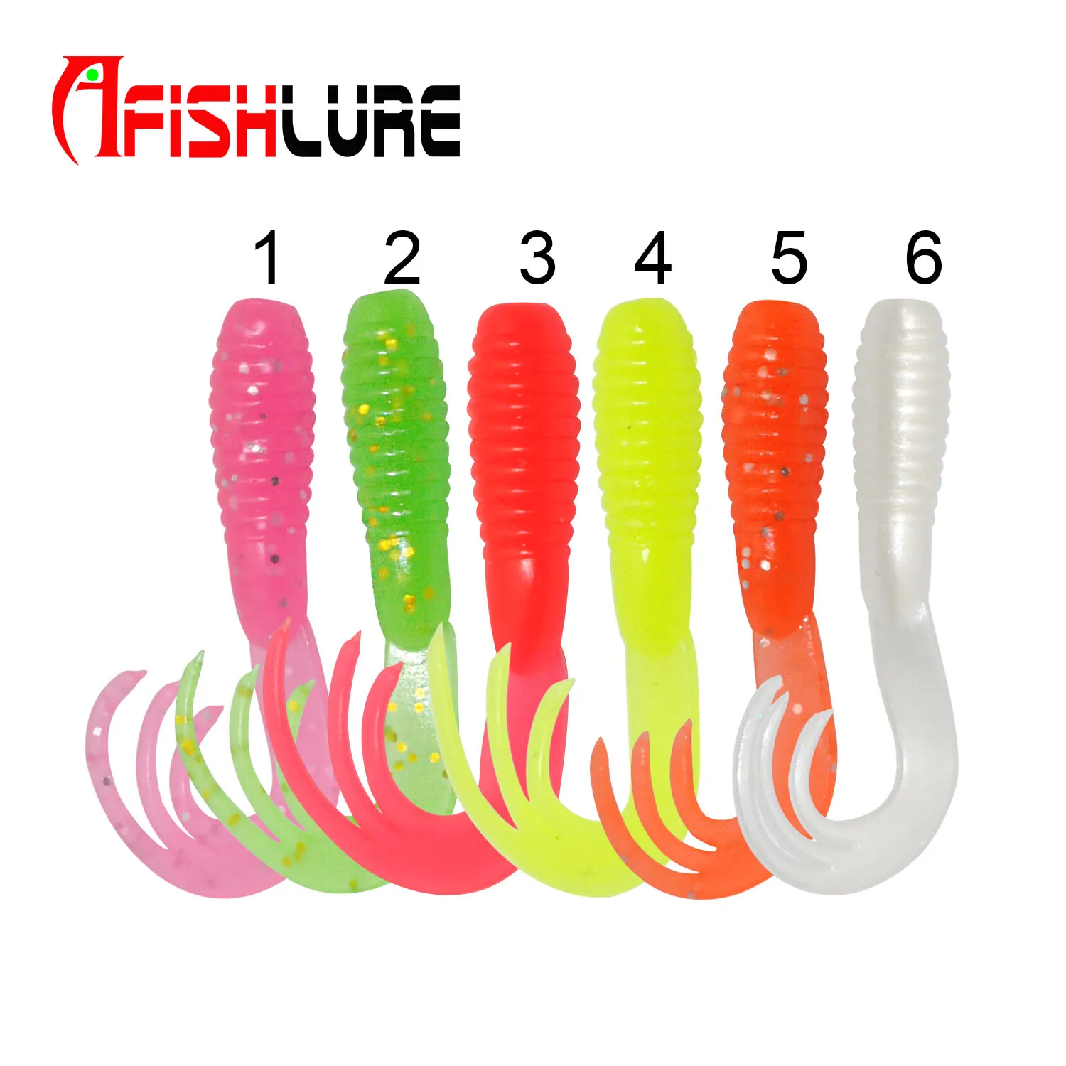Luminous Small Coiled Tail Soft Worm 38mm 0.7g 15pcs a Bag Mini Tri Tail Soft Lure Baits Plastic Fishing Lure