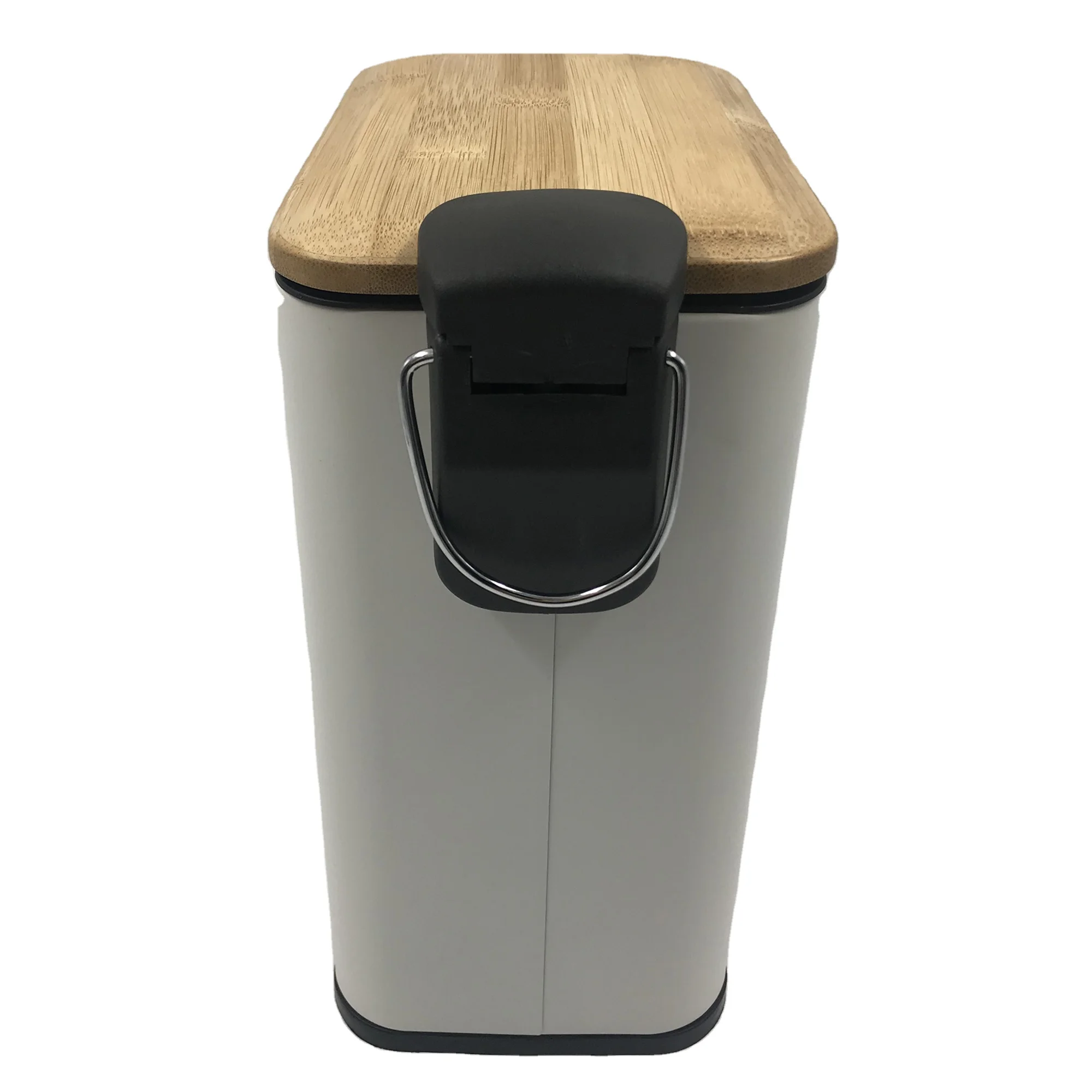 Bamboo Lid Rectangle Shape  Waste Bin 5L