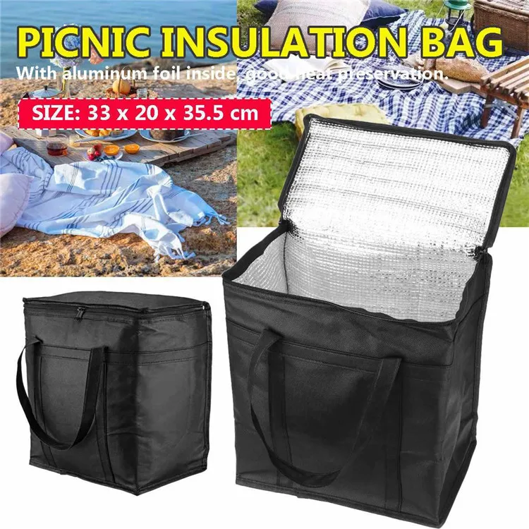 Grocery Food Delivery Extra Large Non Woven Insulated Tote Food Bag Sac Cooler Bag Catering Food Thermal Tote Bag