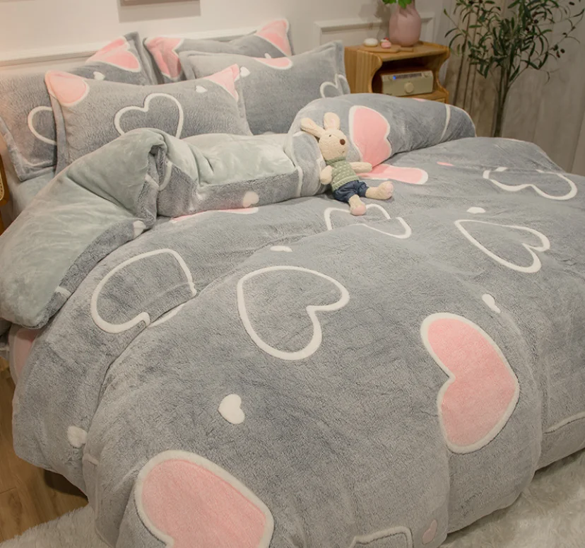 Комплект теплого постельного белья из пушистой флисовой ткани, фланелевый пододеяльник, простыня, наволочка для кровати