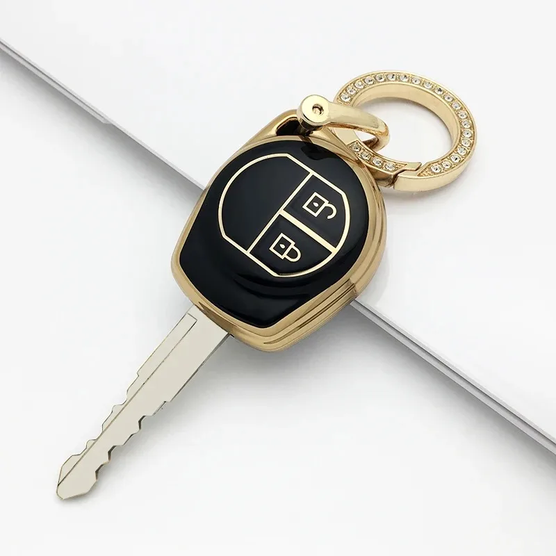 Wholesale gold edge beautiful new soft tpu car smart key case fob cover housing skin for suzuki swift Crossover SX4 JIMNY
