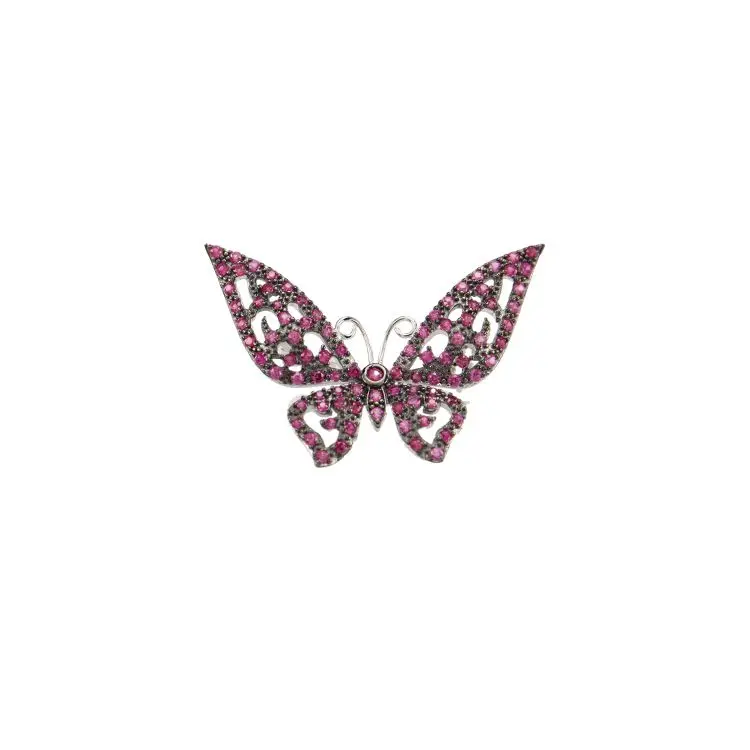 Low Minimum Order Quantity Grace  Silver Brooches 925 Silver Pink Crystal Silver Jewelry For Souvenir