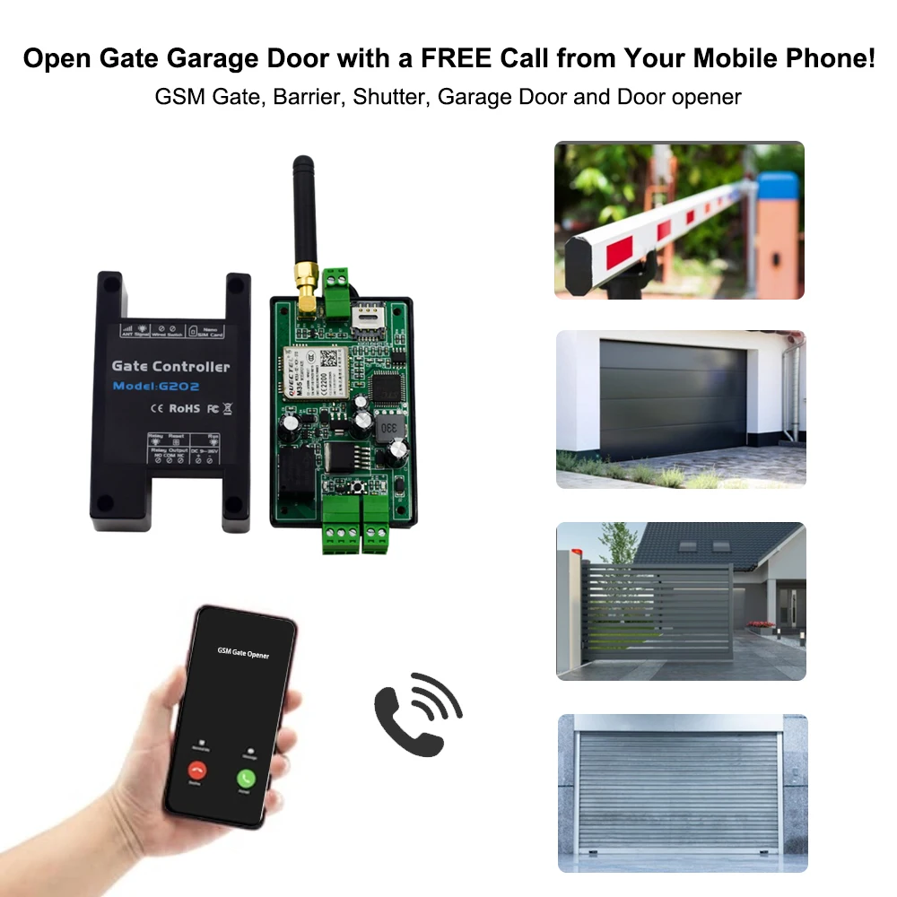 GSM Remote Control G202 Gate Controller Single Relay Switch For Sliding Swing Garage Gate Opener Replace RTU5024