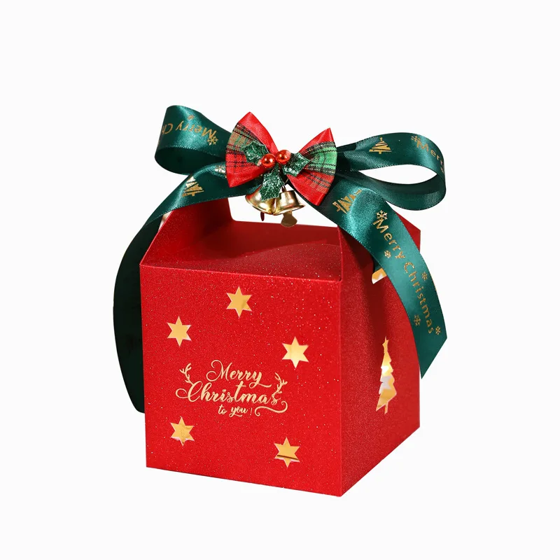 Wholesale Christmas wrapping small gift boxes with ribbon bells