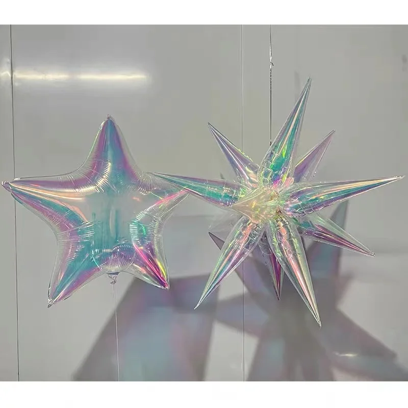 Foreign trade round heart-shaped five-pointed star transparent balloon party decoration 19 inch rainbow color love balloon