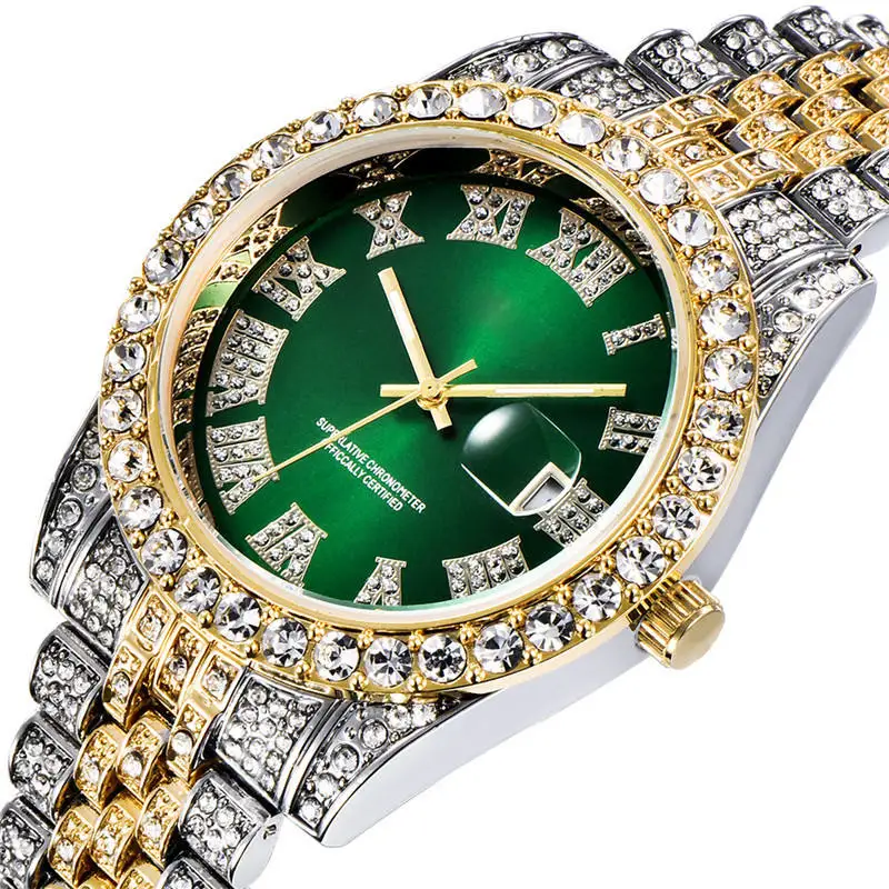 stainless steel gold hand diamond mans watch ladies women luxury wrist men quartz watches