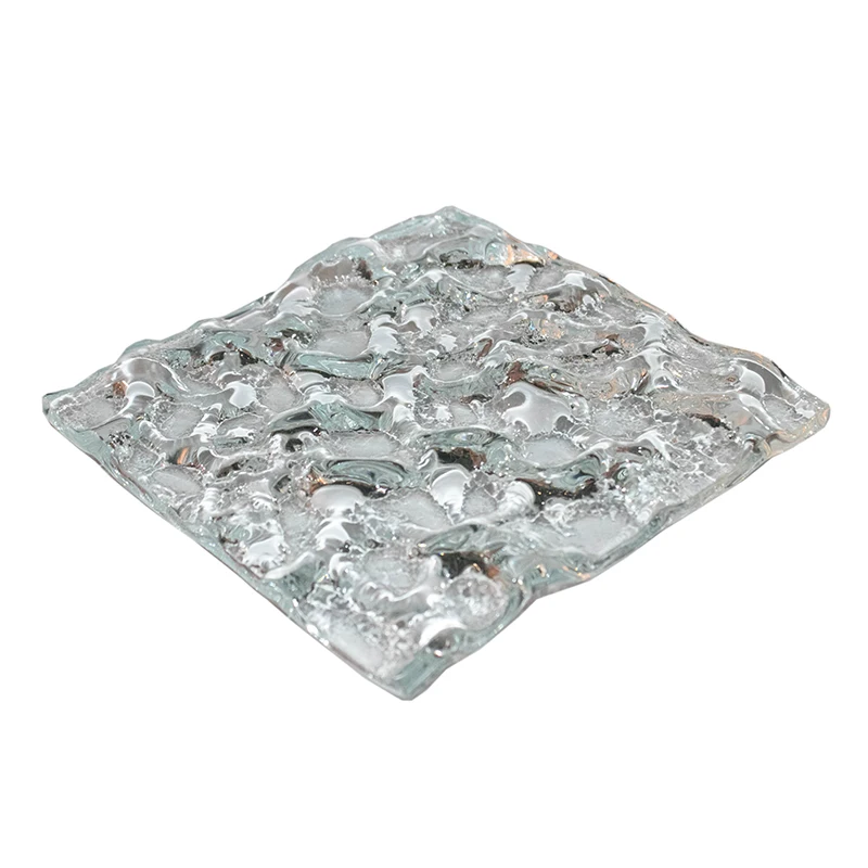 Unique Designed Architectural Clear Textured Hot Melt Casting Fusing Decorative Tempered Cast Glass Panel