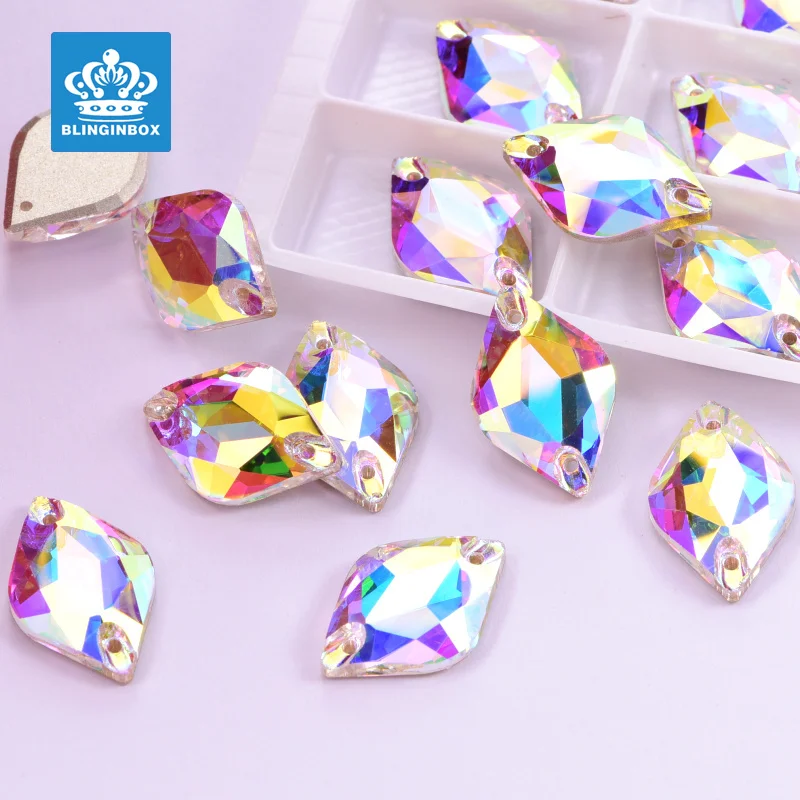 Blinginbox Wholesale 5A Quality K9 Glass Sewing Gems Crystal Strass Lemon Sew on Rhinestones For Dance Dresses