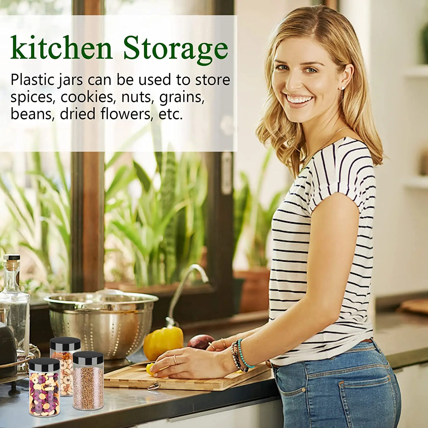 Dry Airtight Food Canisters Empty Clear Body Butter Jars Plastic Jar Cereal Plastic 100ml 200ml 250ml 300ml 4oz 8oz Cosmetic PET